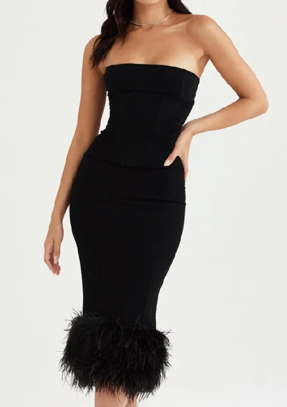 polyester midi dressesSIERRA - BLACK BANDAGE MIDI