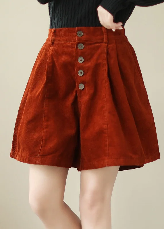 women's relaxed-fit shortsOrganic Red Pockets Patchwork Corduroy A Line Shorts Summer