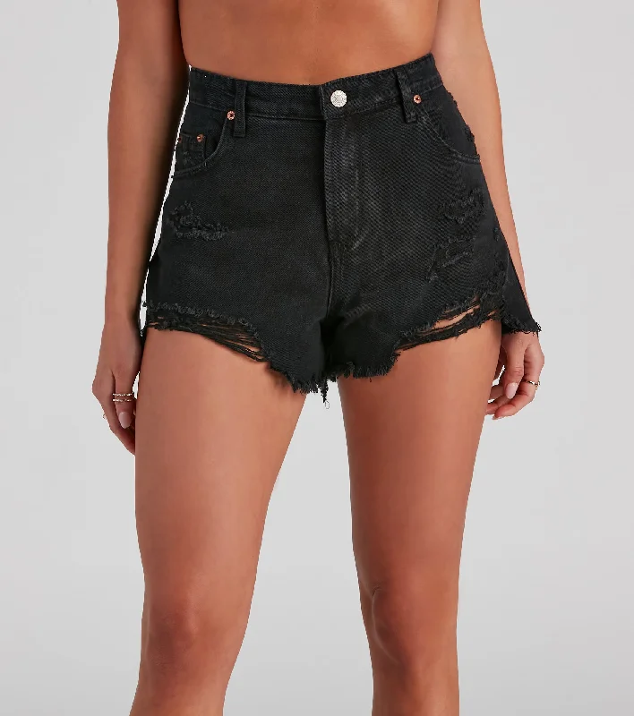 women's breathable shortsTrendy Distressed Cut-Off Denim Shorts