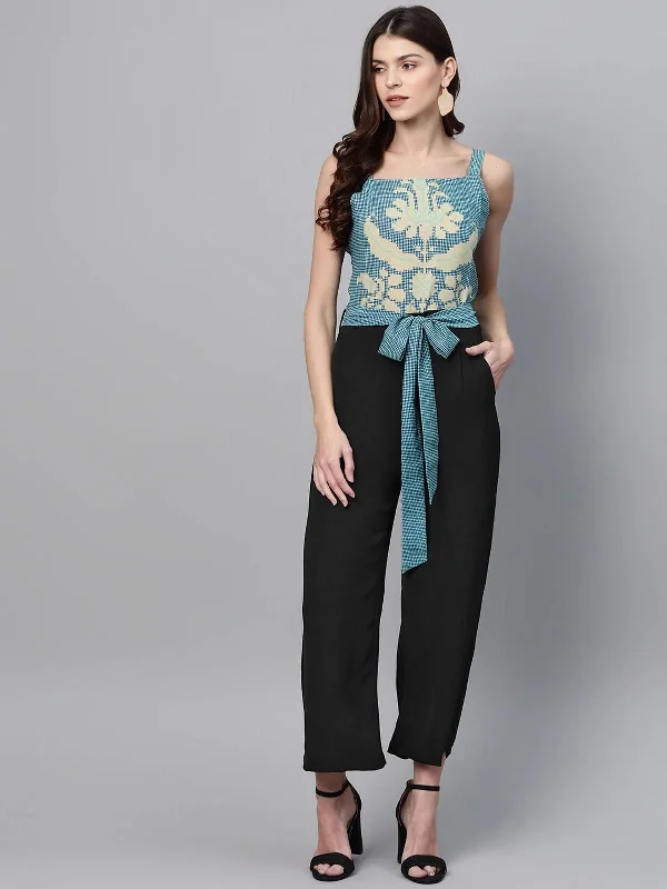 women's jumpsuits for maximalist fashionPANNKH  Multicolor Printed Yoke Jumpsuit