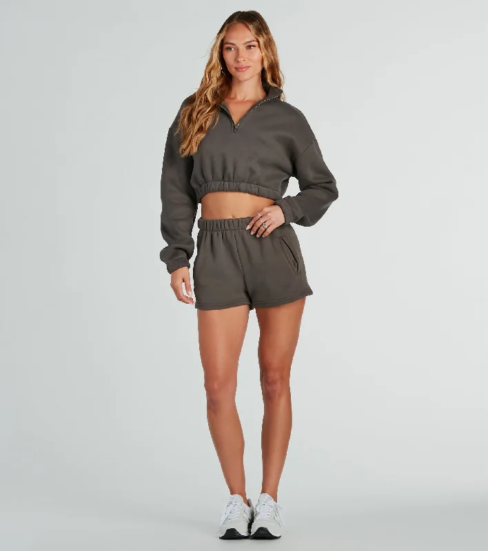 women's petite shortsWeekend Loading High-Rise Fleece Shorts