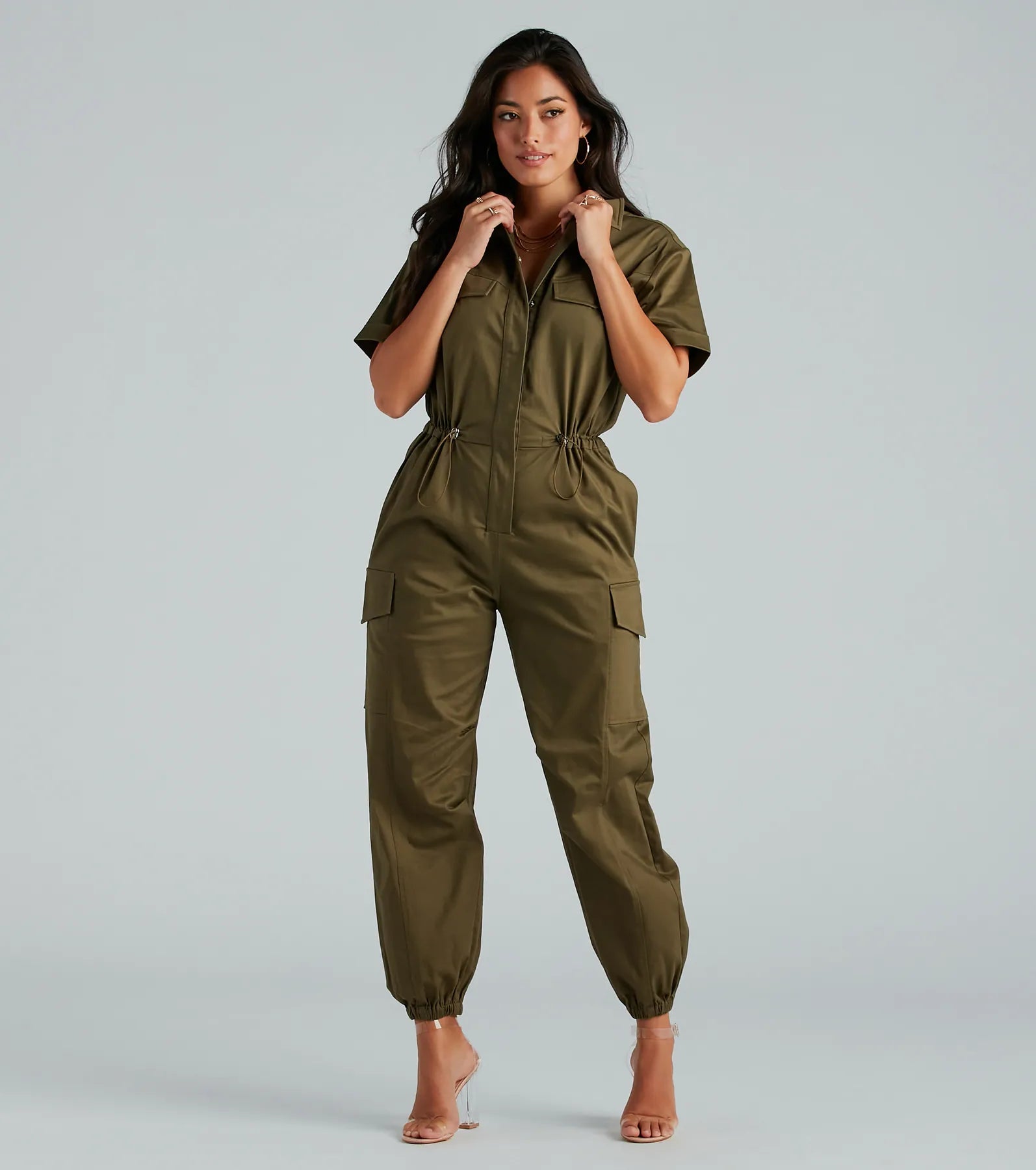 women's jumpsuits for plus-size figuresEveryday Utility Cargo Jogger Jumpsuit