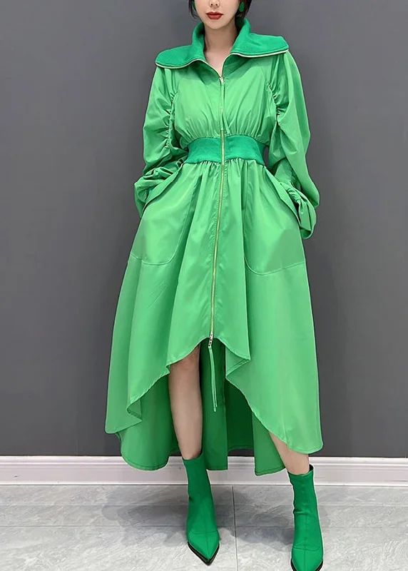 maxi dresses with adjustable strapsArt Green Turtleneck Zippered Tunic Maxi Dresses Fall