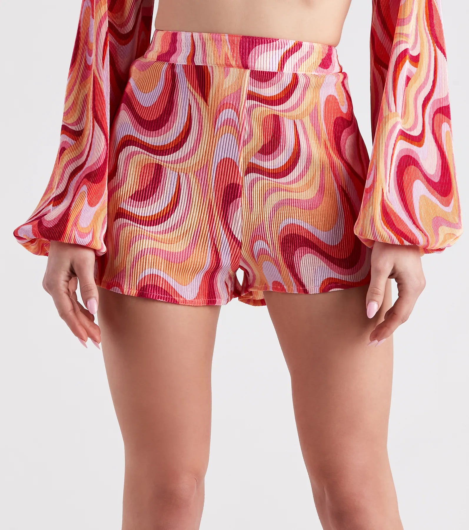 women's slim-fit shortsSo Retro Swirl Print Shorts