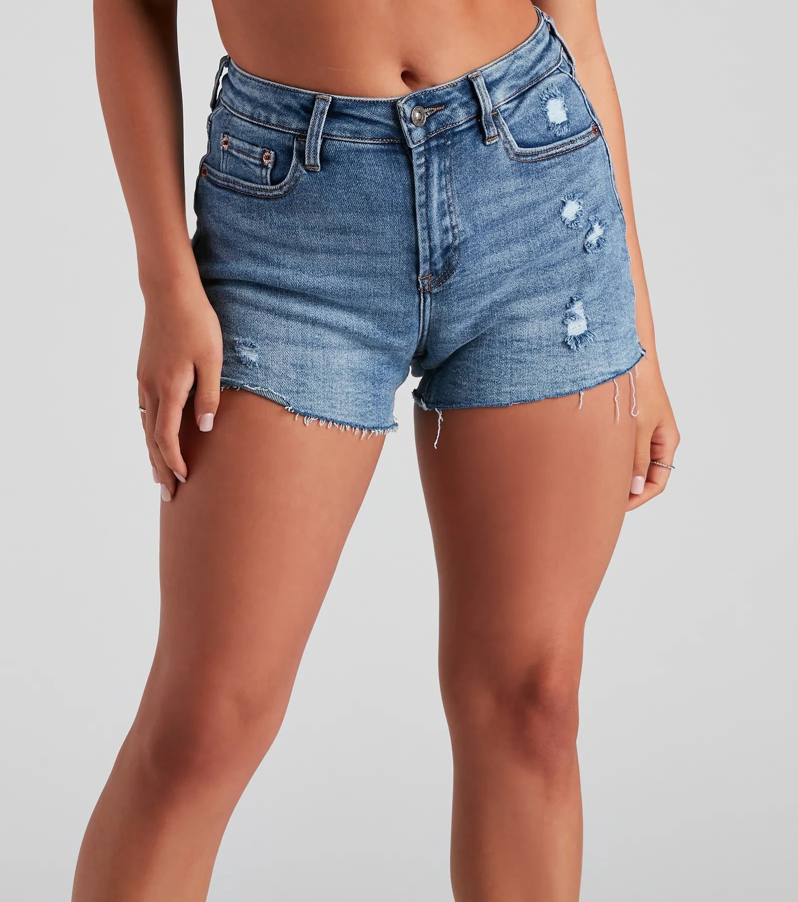 women's casual denim shortsRemy High-Rise Distressed Shorts