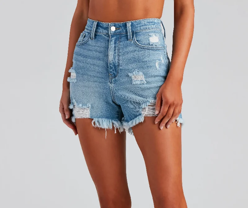 women's plus-size shortsRemy High Rise Fray Denim Shorts By Windsor Denim