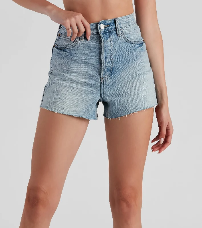 women's cycling shortsReese High Rise Mom Denim Shorts By Windsor Denim