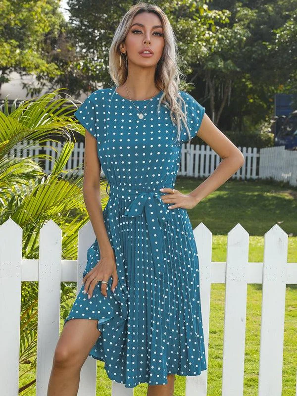 quick-dry midi dressesCasual Dotted Midi Dress