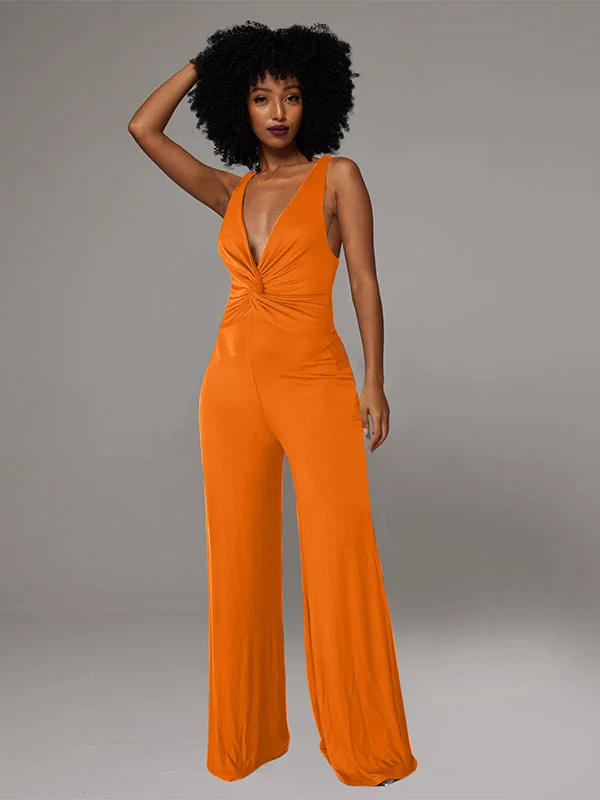 women's jumpsuits for versatile stylingTwisted Sleeveless Wide-Leg Jumpsuit