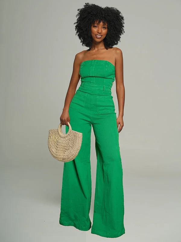 women's jumpsuits made of denimStrapless Wide Leg Jumpsuit