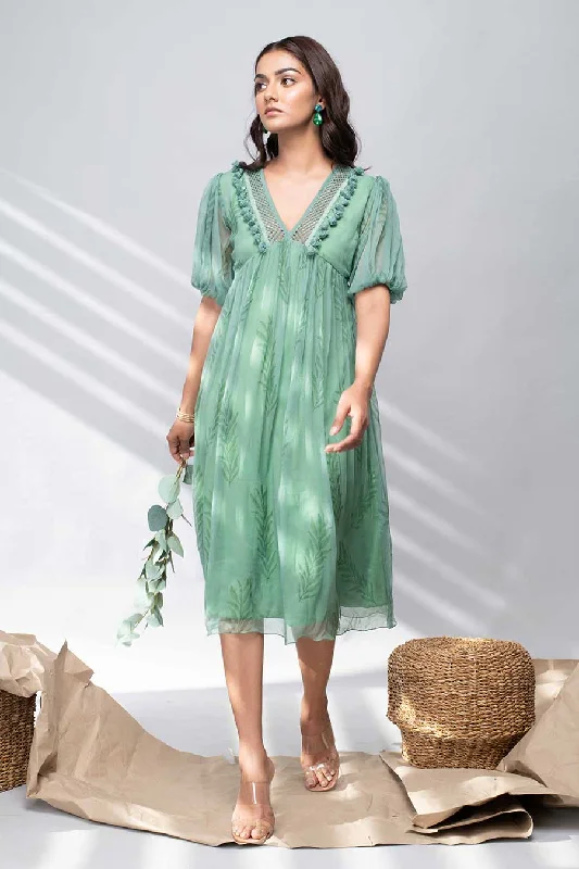 high-low midi dressesPEONY - Green Printed Midi Dress