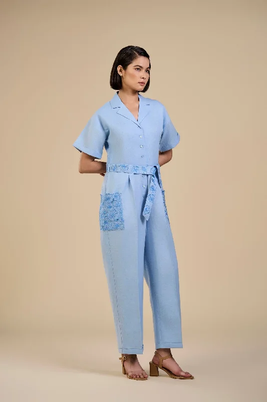 women's jumpsuits with halter necksIce Blue Jumpsuit