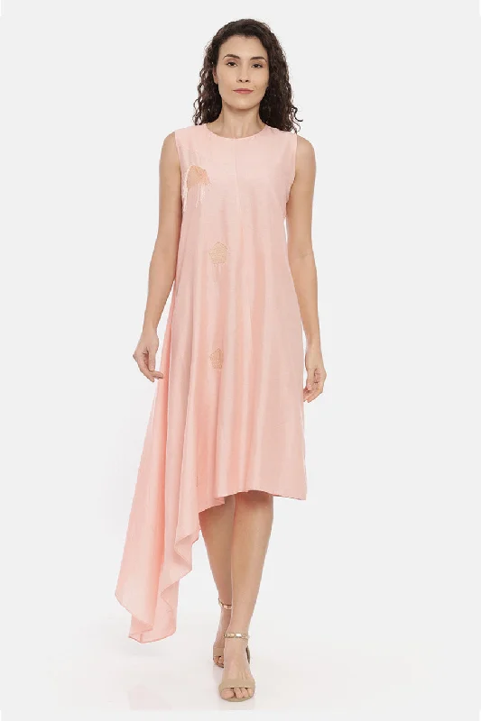 midi dresses for weddingsPink Asymmetrical Midi Dress