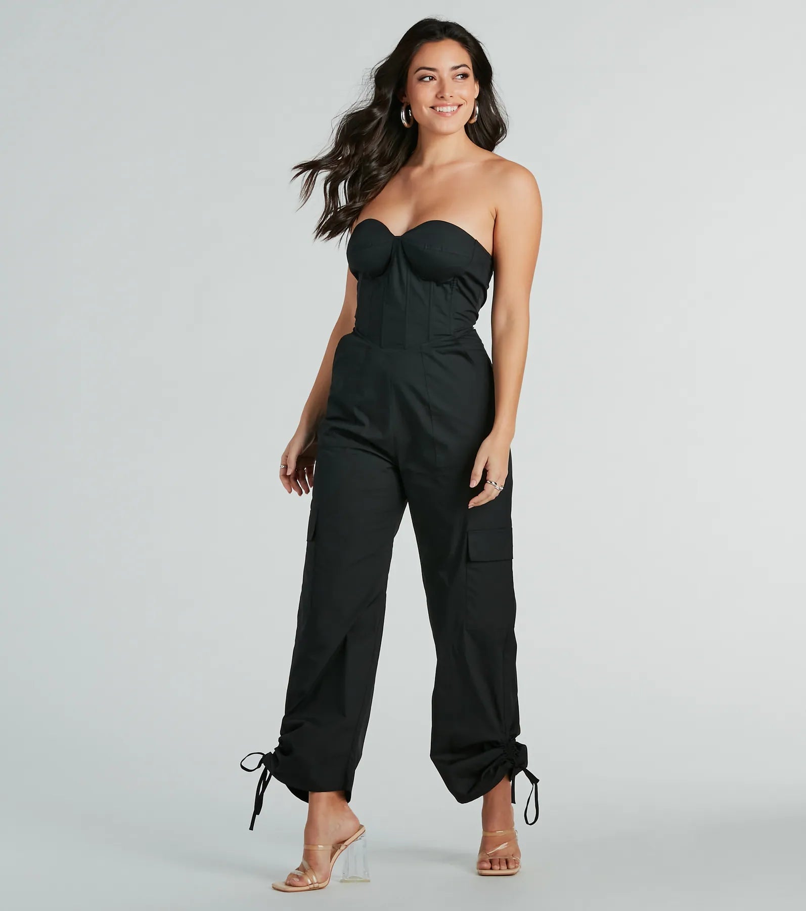 women's jumpsuits for formal eventsWeekend Fit Strapless Bustier Woven Jumpsuit