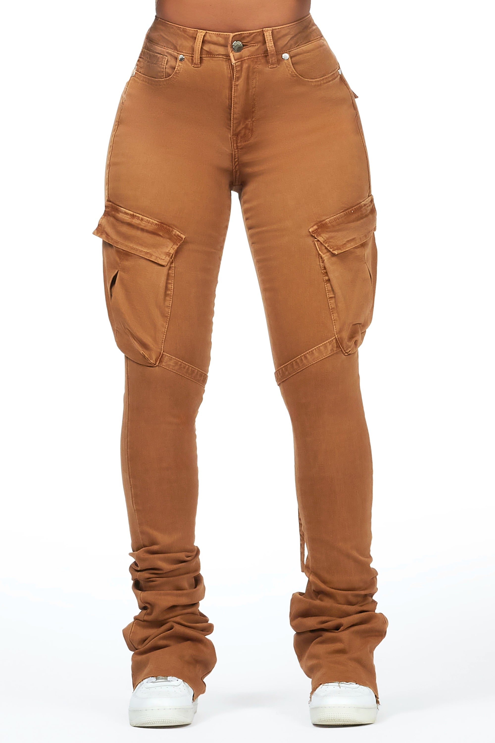 women's bell-bottom pantsCaitlin Camel Cargo Super Stacked Jean