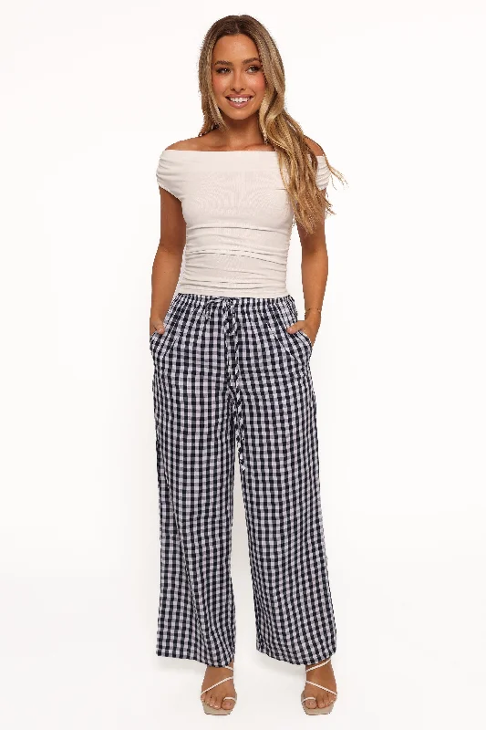 women's timeless pantsDara Pant - Navy Gingham