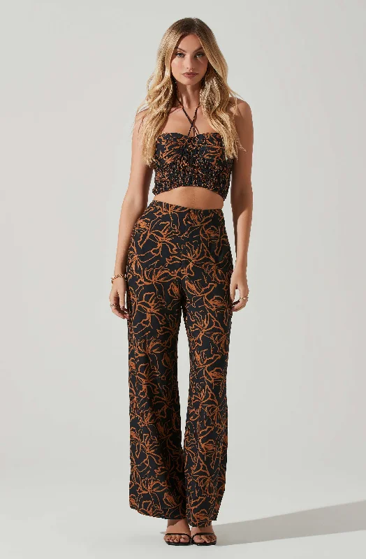 women's clubbing pantsSayla Wide Leg Abstract Print Pants