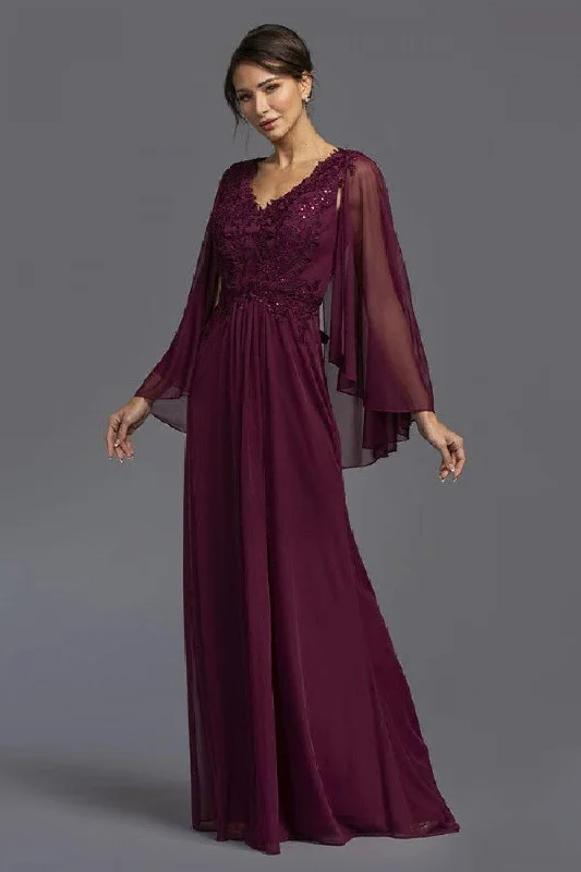 Formal Dress for Sustainable FashionLong Formal Dress with Cape Plum