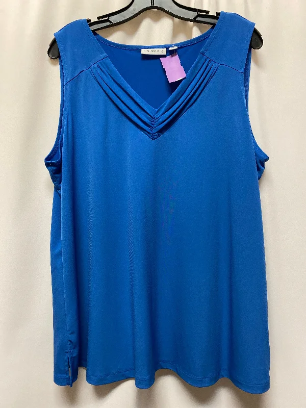 long-sleeved women's topsBlue Top Sleeveless Susan Graver, Size 1x