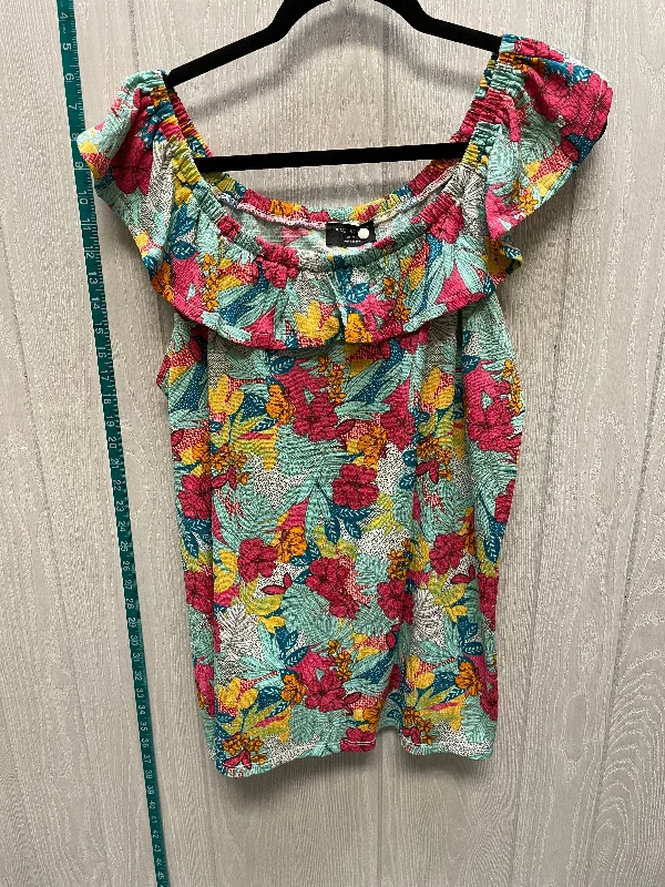 women's tops with built-in brasFloral Print Top Sleeveless Lane Bryant, Size 3x