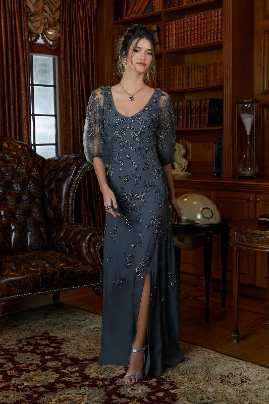 Formal Dress for Vintage Car ShowsMGNY Madeline Gardner New York 72844 Long Mother of the Bride Formal Dress