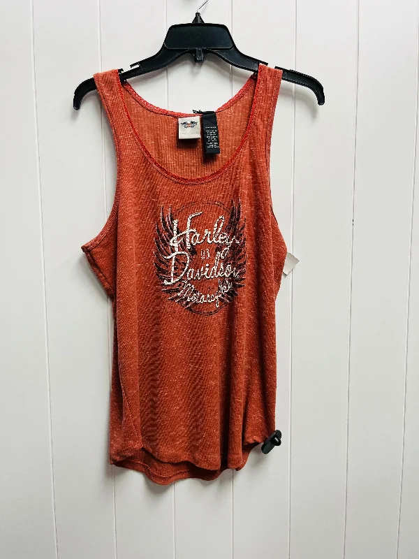 cozy women's tops for fall and winterOrange Top Sleeveless Harley Davidson, Size 2x