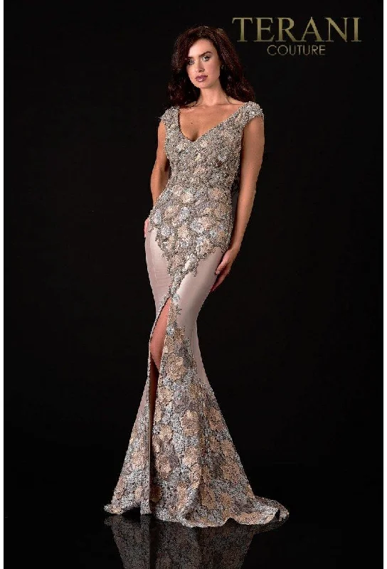 Formal Dress for Bohemian ThemesTerani Couture 2111M5302 A-Line Long Formal Dress