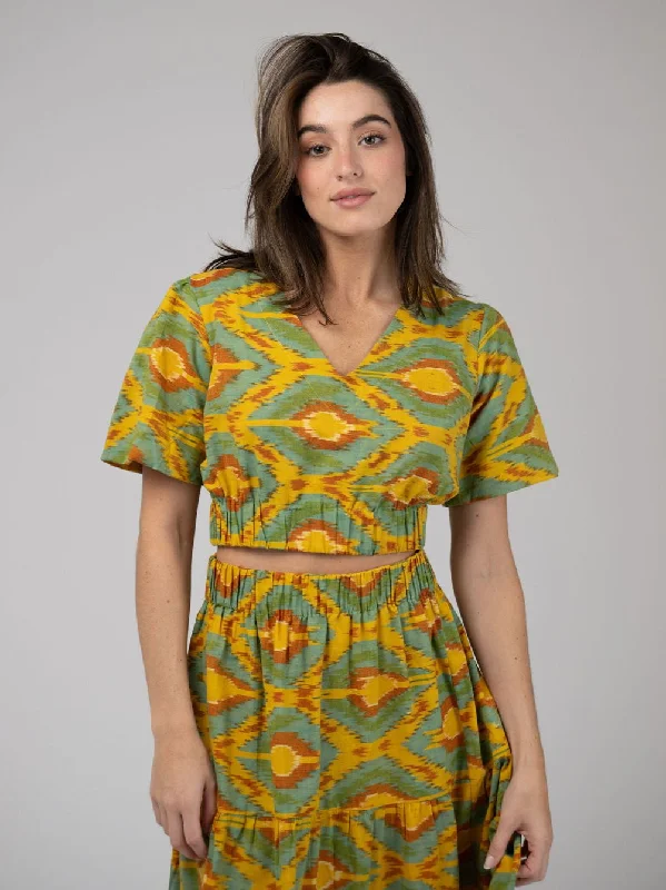 women's tops for those who want to create outfits that reflect their personal style and sense of fashionThe Abby Top | Eco Yellow Ikat