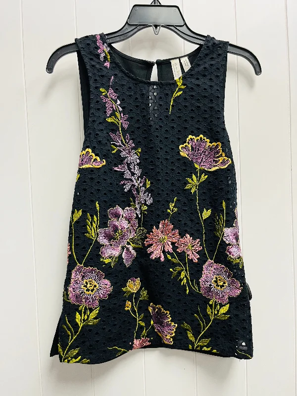 women's tops with sleeveless designsTop Sleeveless By Anthropologie In Black & Purple, Size: Xs