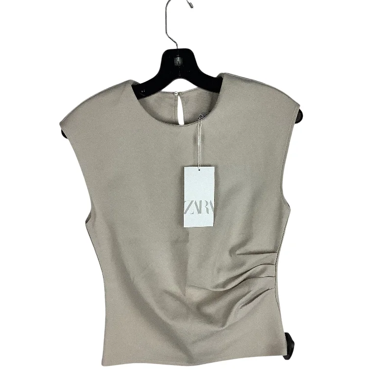 women's tops with built-in brasTop Sleeveless By Zara In Beige, Size: M