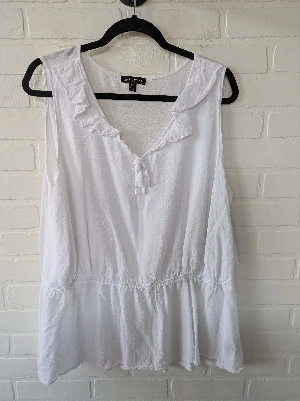 women's tops with unique designsWhite Top Sleeveless Lane Bryant, Size 1x