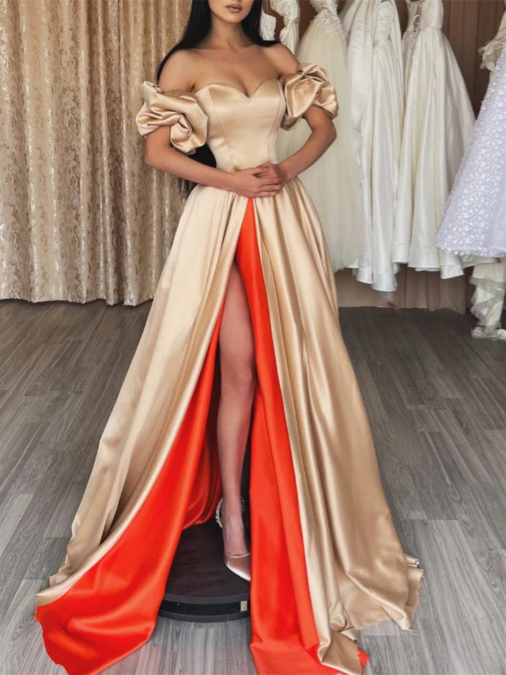 prom dress inspiration galleriesA-Line/Princess Off-The-Shoulder Floor-Length Prom Dresses