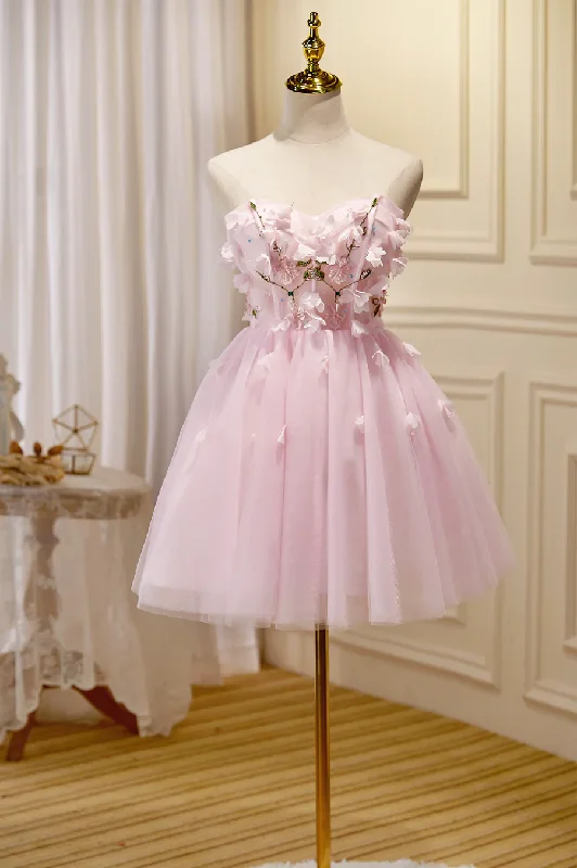 dark prom dressesPink Tulle Short Prom Dress      S1372