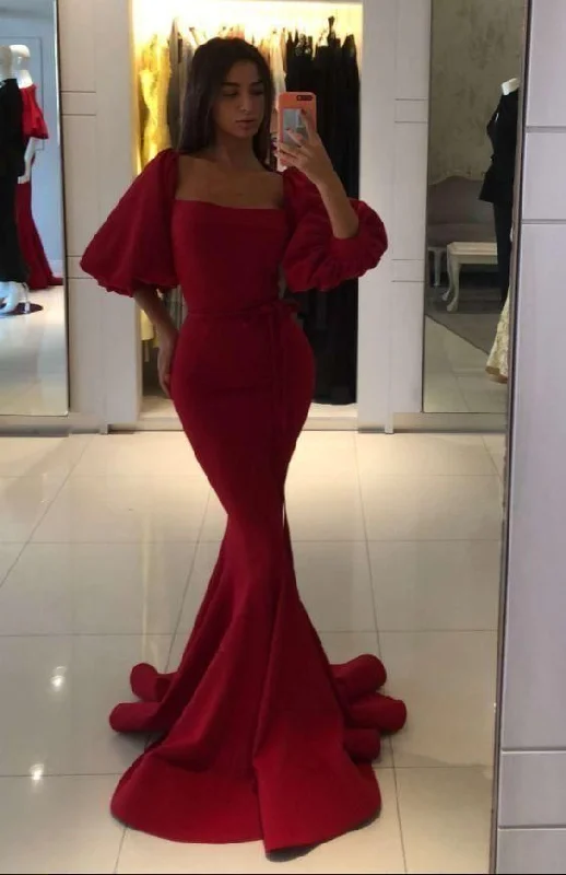 petite prom dressesred sexy long prom dress with sleeves      S1315