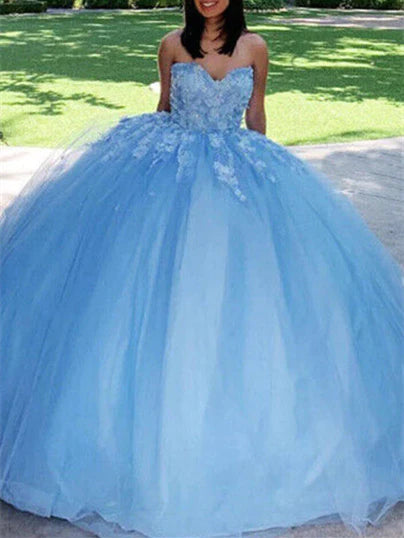 cap sleeve prom dressesWomen's Ball Gown Tulle Sweetheart Sweep/Brush Train Long Prom Dresses